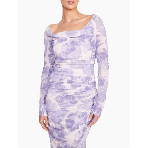 NWT Staud Solana Floral Ruched Maxi Dress Size XS $395 - Picture 4 of 14